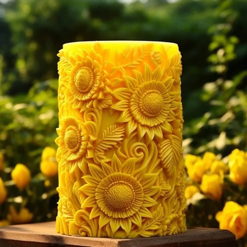 Blooming Lily Cylinder Candle Silicone Mold Relief Lily Cylinder Candle Molds DIY Handmade Aromatherapy Gypsum Resin Soap Mould