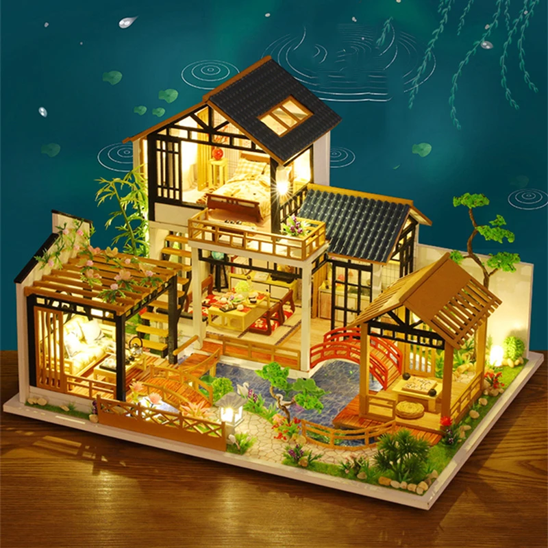 Serie van Buitensporig Pamflet Diy Houten Poppenhuis Japanse Casa Miniatuur Building Kit Poppenhuis Met  Meubels Licht Villa Speelgoed Voor Meisjes Verjaardag Geschenken| | -  AliExpress