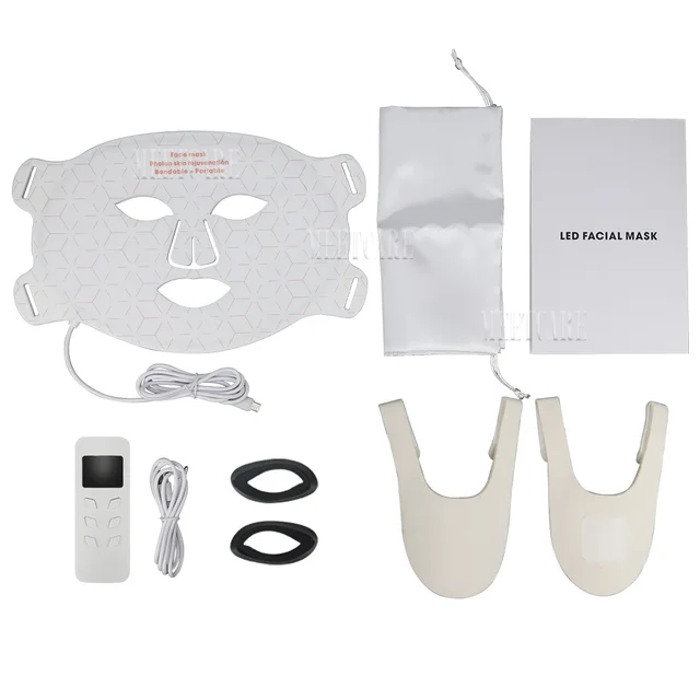 4 Colors LED Face Mask Red Light Therapy for Silica Gel Neck Photon NIR