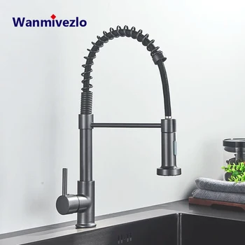 Rubinetto per lavello da cucina grigio nero con beccuccio a doppia modalità estraibile a 360° ° Rubinetto con rotazione Miscelatore acqua calda fredda montata su piano Torneira 1