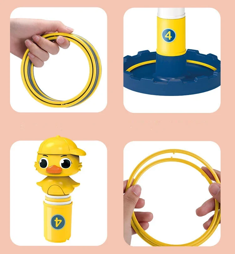 Children Throw Circle Game Ferrule Stacked cartoon Toys Indoor Parent-Child Interactive Circle Layers Early Education toy Gift