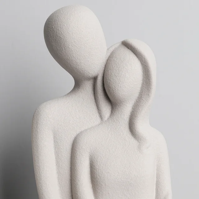 Sculpture de couple abstraite nordique, personnages de câlin d'amant, statues en céramique givrée, Figurines blanches/grises unies, cadeaux de mariage 6