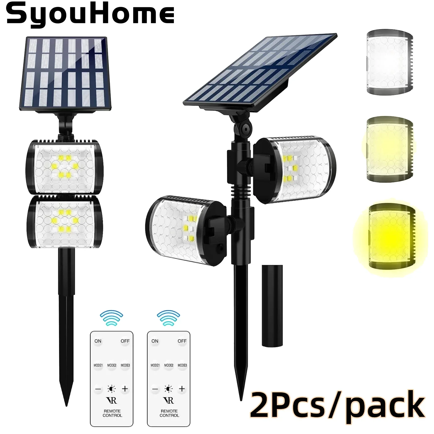 

2Pcs Solar Pathway Lights Outdoor Waterproof Solar Powered Spotlight Warm/White Lights Landscape Lighting for Yard Garden