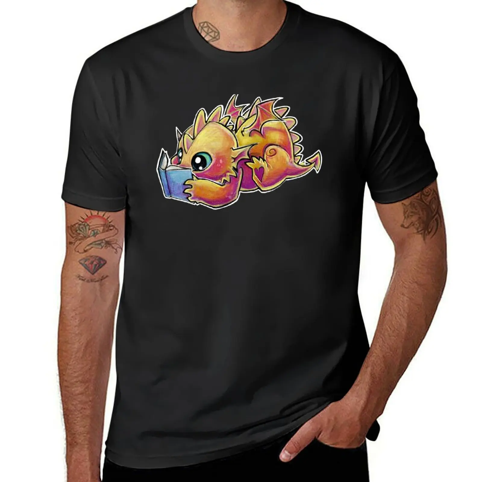 Book dragon T-Shirt new edition boys animal print summer tops cute tops black t shirts for men