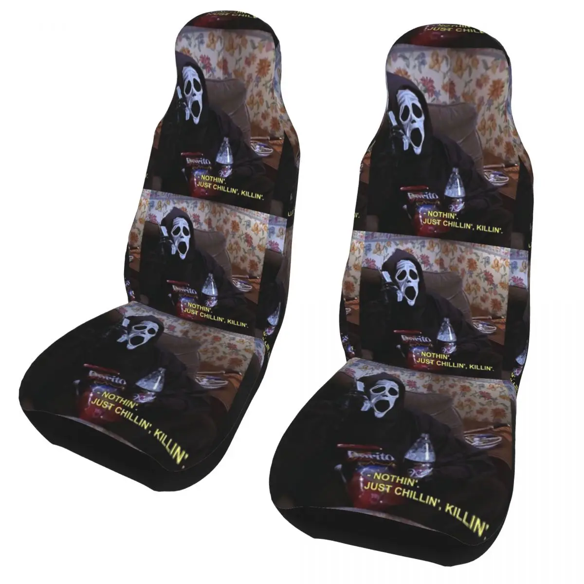 

Horror Thriller Scream Movie Universal Car Seat Cover Four Seasons Models Ghostface Car Seats Covers Polyester Car Styling
