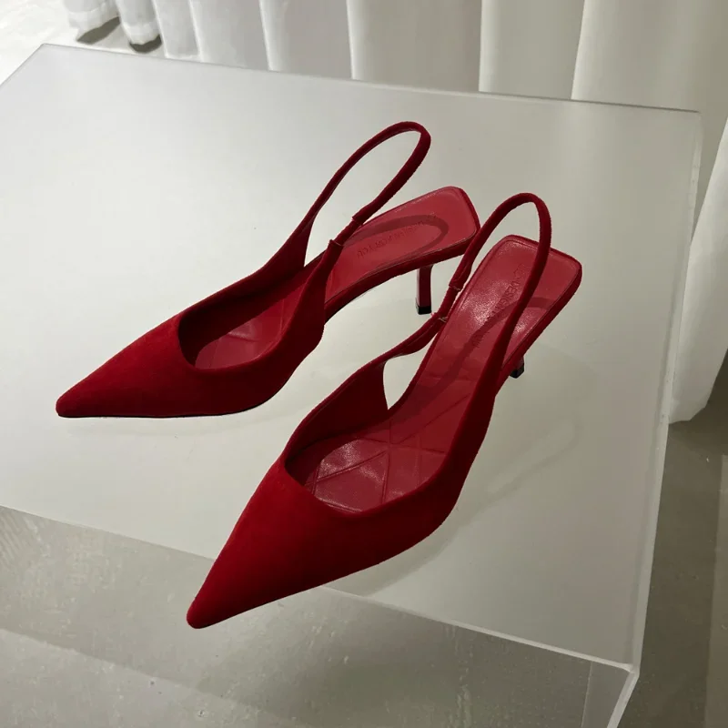 Women's Sexy Red High Heels 2024 New Women's Summer Strappy Sandals Comfortable Pointed Toe Women Sandals Fashion Stiletto Shoes