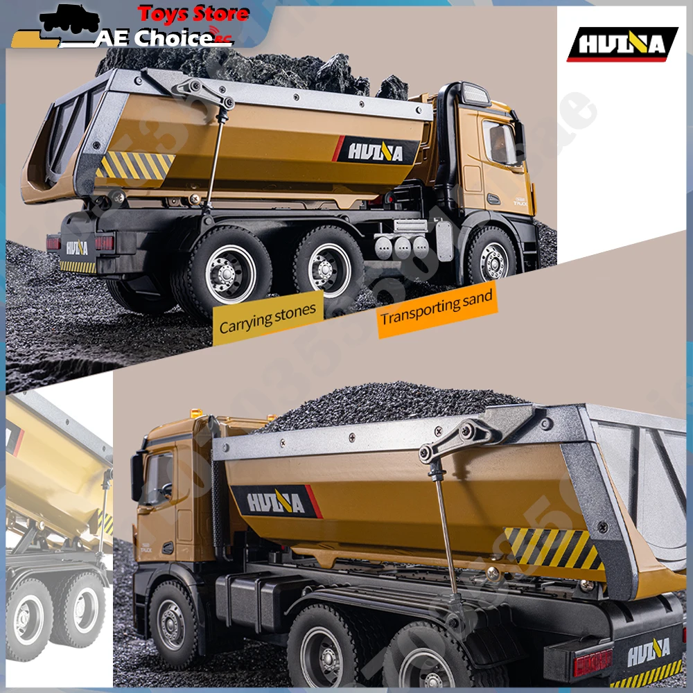 HuiNa 1573 1/14 RC Dump Truck 10-Channel 2.4G Alloy Remote Control Loader Truck  Engineering Vehicle RC Toy Gift for Boy 4