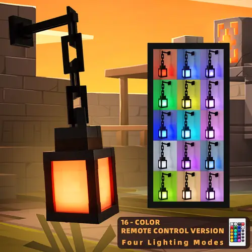 Pixel Style Night Light Portable Lantern Tabletop Ornament 16 Colors Lantern DIY Interior Decoration Festival Atmosphere Light - Image 2