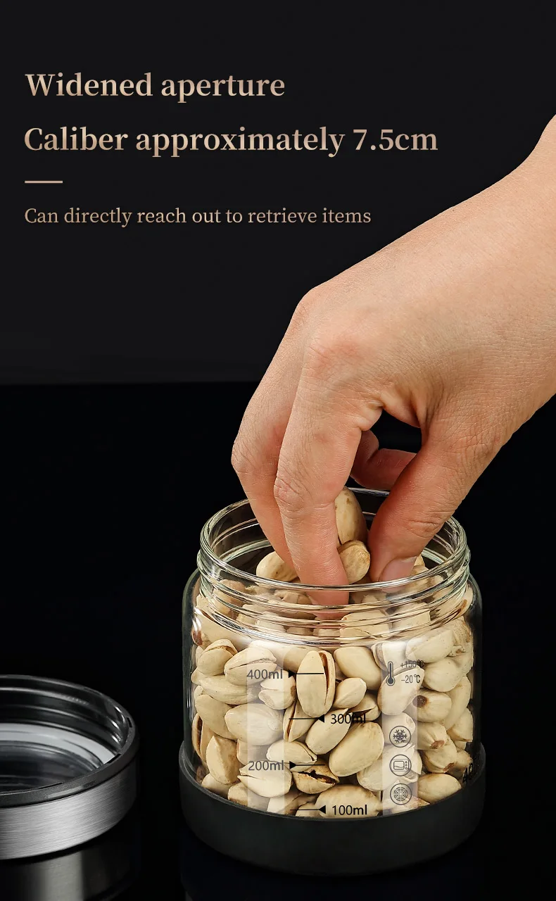 High Borosilicate Glass Storage Jar - Moisture-Proof Kitchen Sealed Container for Coffee Beans