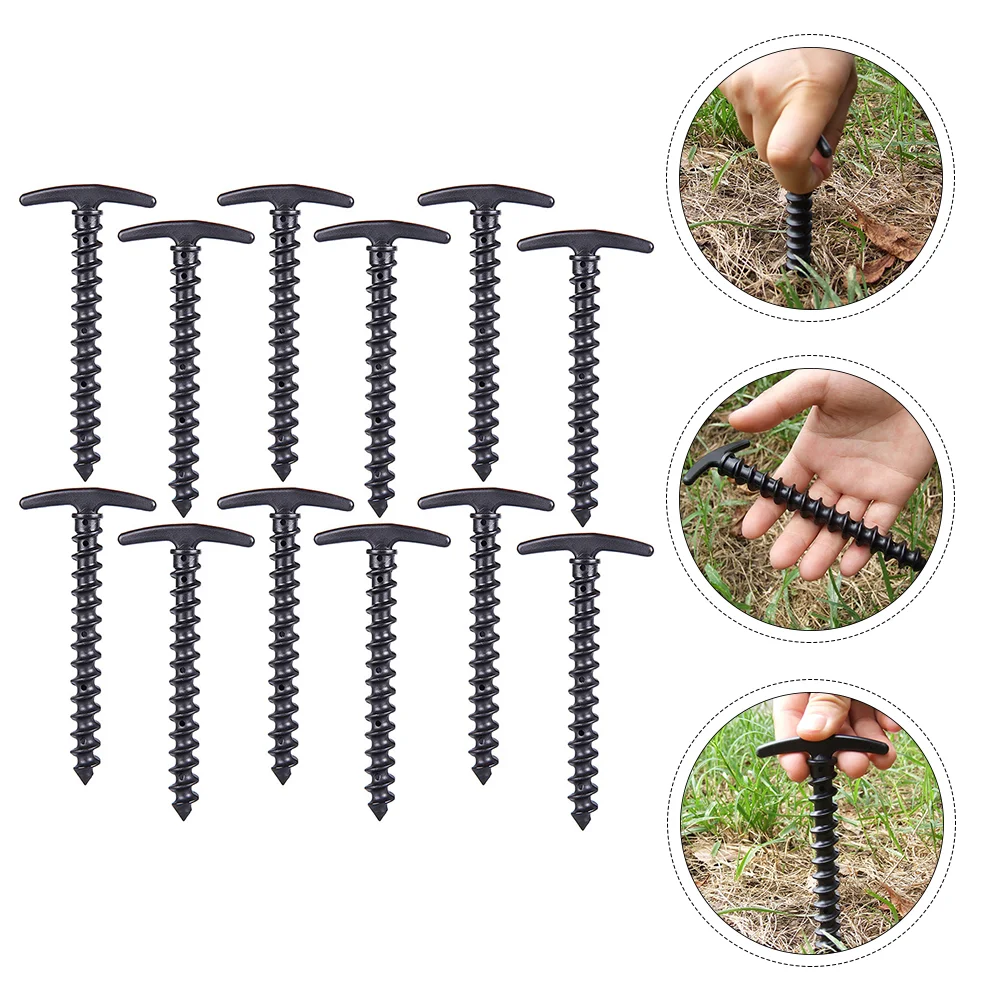 

Nylon Hiking Camping Tent Stakes Pins Screw Anchor Outdoor Camping Peg Ground Nails Spiral ABS Fixed Gadget for Snow Sand