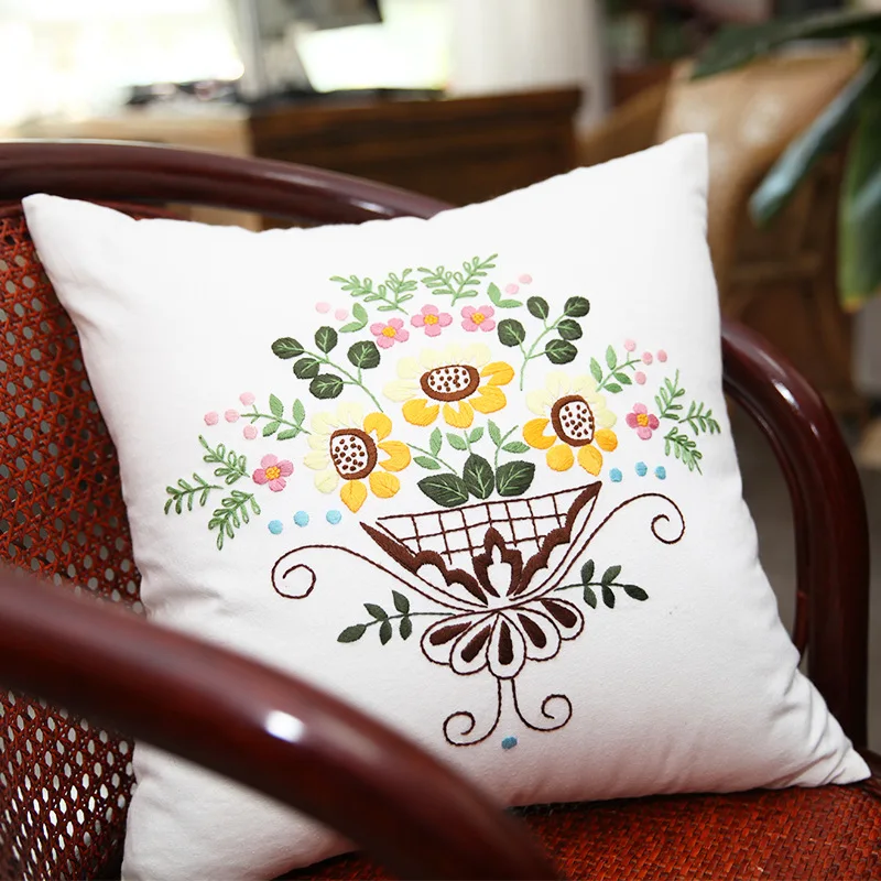 Fancyes DIY Embroidery Pillow Cover Kit - 17.3x17.3 Inch With Pre-Printed Pattern, For Beginners - View #9