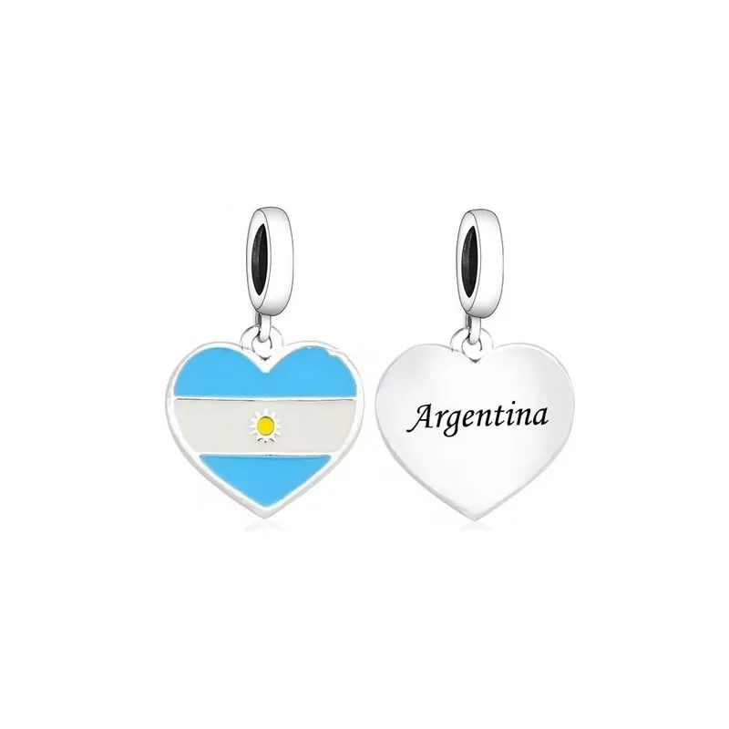 Flag silver pendant jewelry Dangle Diy Bead Fit European 925 Silver Bracelet Accessories Sterling