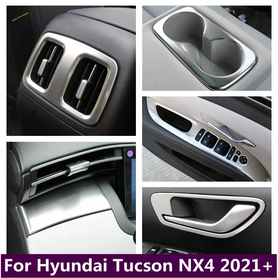 

For Hyundai Tucson NX4 2021- 2023 Center Control Stripes / Rear Water Cup Holder / Inner Door Handle Bowl Cover Trim Accessories