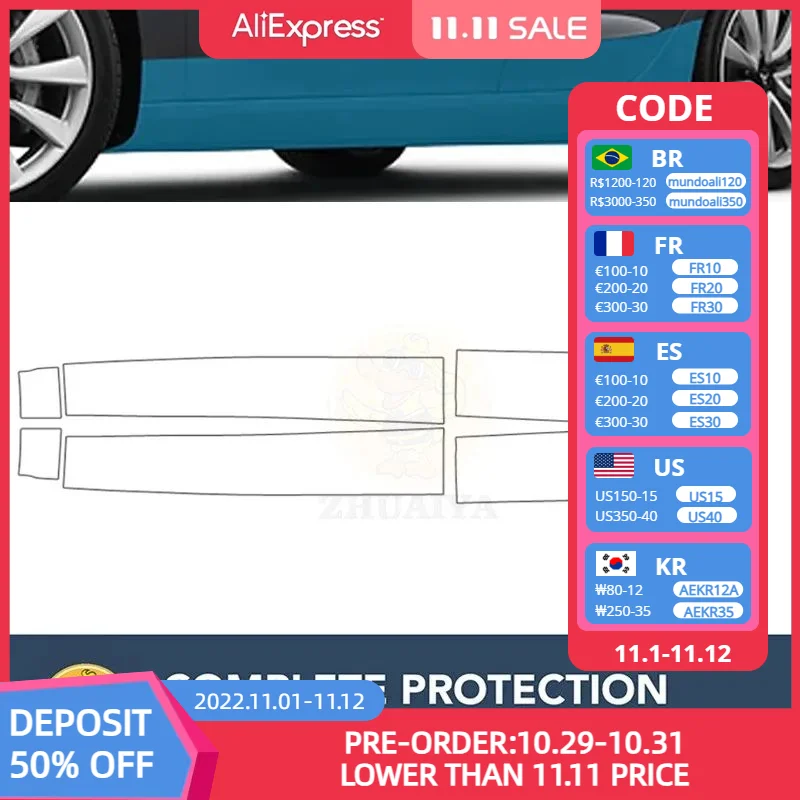 

PreCut Rocker Panels Paint Protection Clear Bra Guard Kit 7.5mil TPU PPF For AUDI Q8 PRESTIGE PREMIUM PLUS 2018-2023