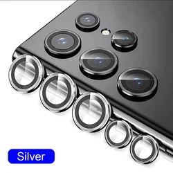 Premium Full - Coverage Camera Lens Protector Glass with Metal Ring for Samsung Galaxy Ultra Series (Silver)