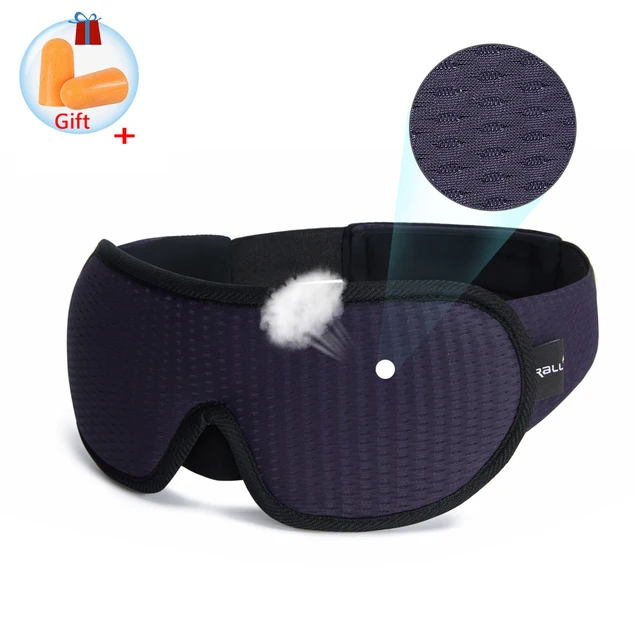 3D Sleeping Mask 100% Blackout Blindfold Sleep Mask for Eyes Smooth Sleep Eye Mask Sleeping Aid Eye Mask for Travel Slaapmasker Type-A-Navy Blue