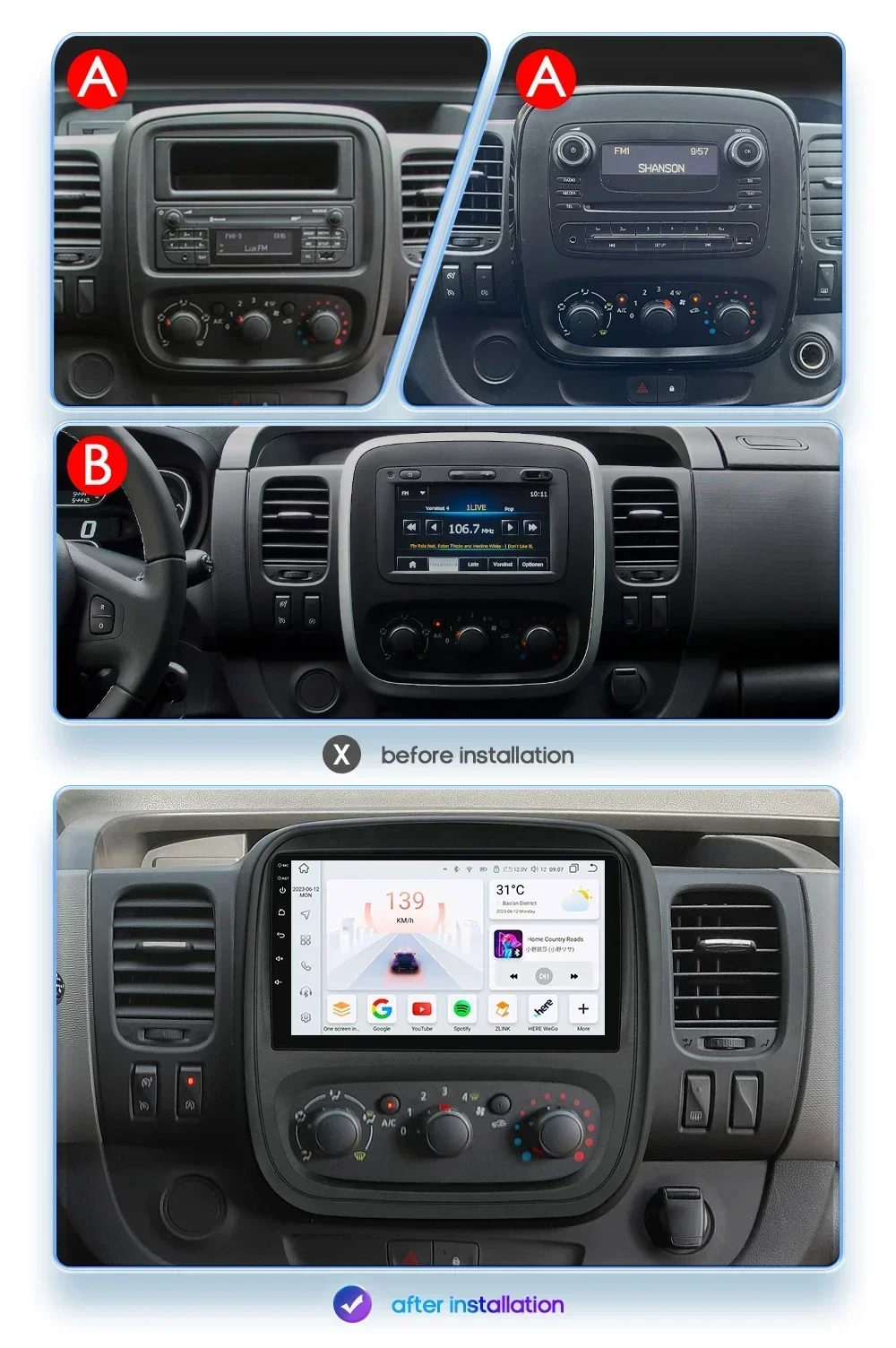 Radio Trafic 2010-2014 Autoradio Android 10 Pouces Pour Opel Vivaro/Renault Trafic 2010-2014 - 4Go/64Go - CarPlay/Android Auto 4Go RAM 64Go ROM