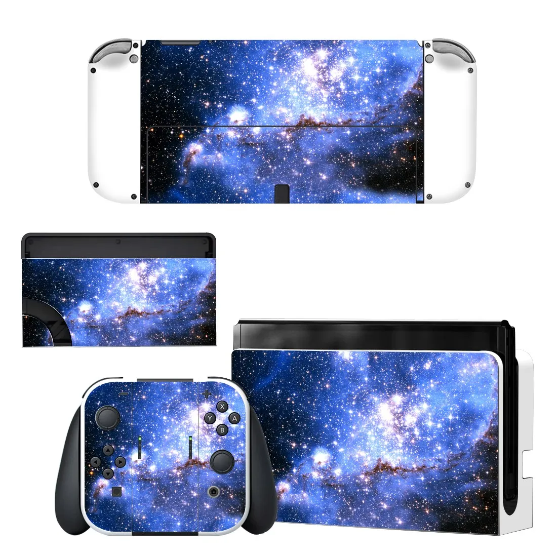 Full Body Protective Cover Skin Decal Compatible Nintendo Switch Oled Game Console Controller Decor 1set Starry Colorful Sticker 