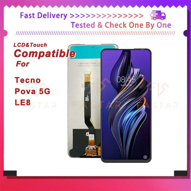 

6,9 "Оригинальный ЖК-дисплей для Tecno Pova 5G LE8, сенсорный дигитайзер в сборе, сменный экран телефона Tecno Pova 5G LCD