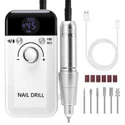 High-Speed Rechargeable Nail Drill with Low Noise for Professional Manicures (White Set)