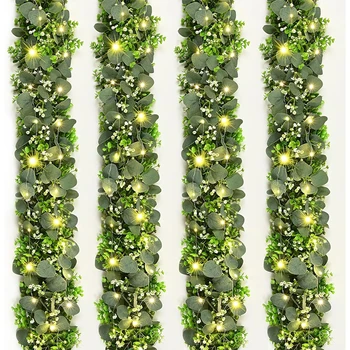 Foglie di eucalipto artificiale Ghirlanda di verdure Pianta finta Viti primaverili con led per accessori per la decorazione di feste in camera nuziale 1