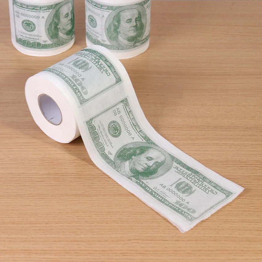 1 Roll Home Supplies Wood Pulp One Hundred Dollars Printed Rolling Paper Funny Toilet Paper Humor Toilet Novelty Gift