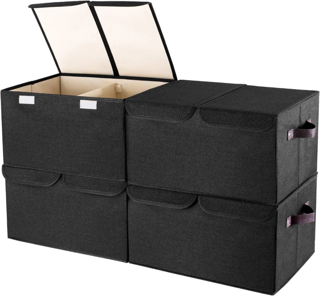

Larger Storage Cubes [4-Pack] Senbowe 33 Quart Linen Fabric Foldable Collapsible Storage Cube Bin Organizer Basket with Lid