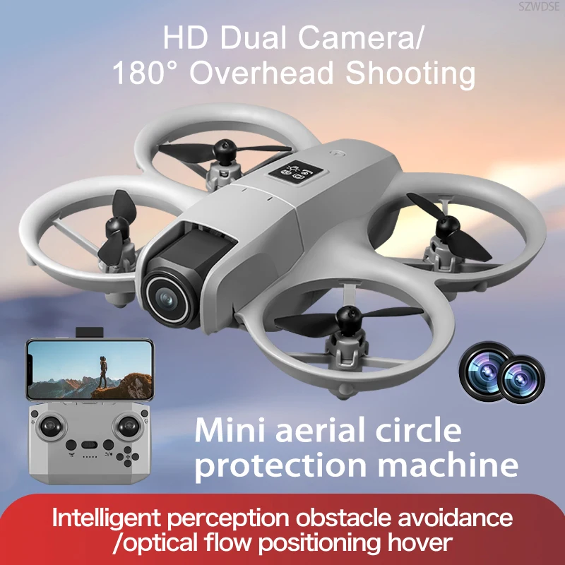 Drone Professionnel 8K Double Caméra survolant un paysage montagneux au coucher du soleil