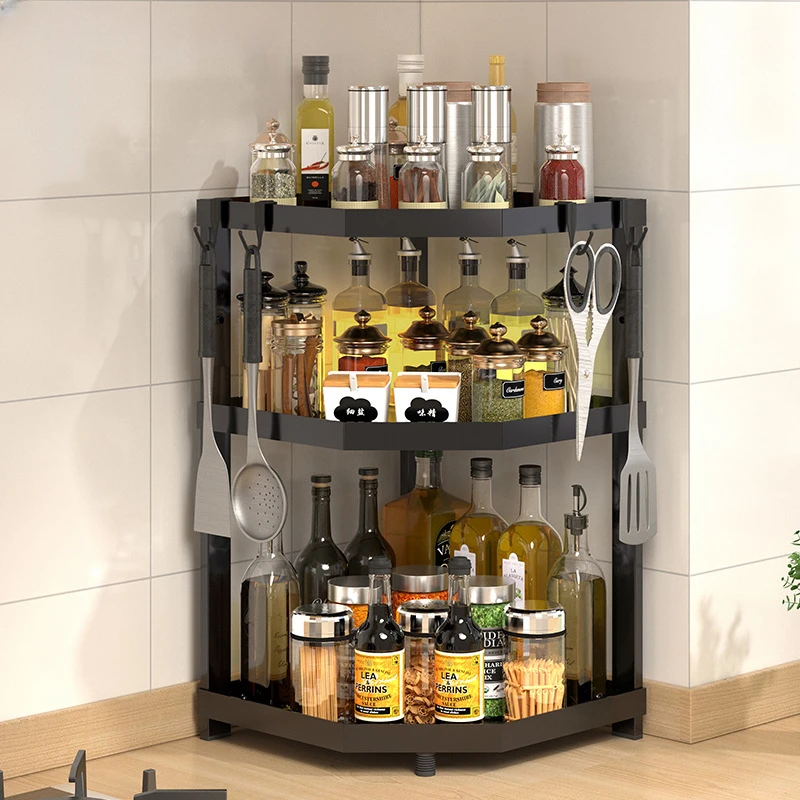 

Kitchen Triangle Shelf Multi-layer Seasoning Oil, Salt, Sauce and Vinegar Storage Rack Corner Seasoning Rack