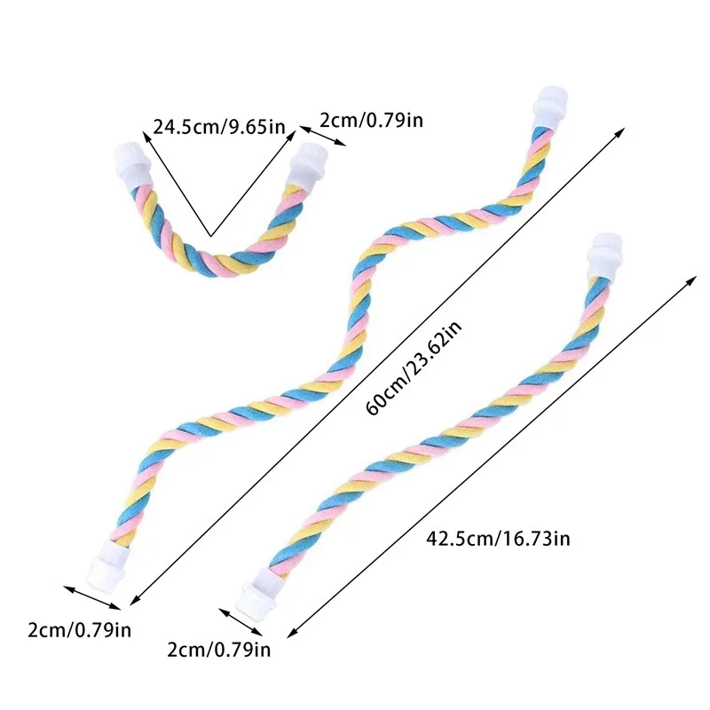Parrot Toy Standing Cotton Rope Colorful Chew Perches Swing Harness Cage Climbing For Bird