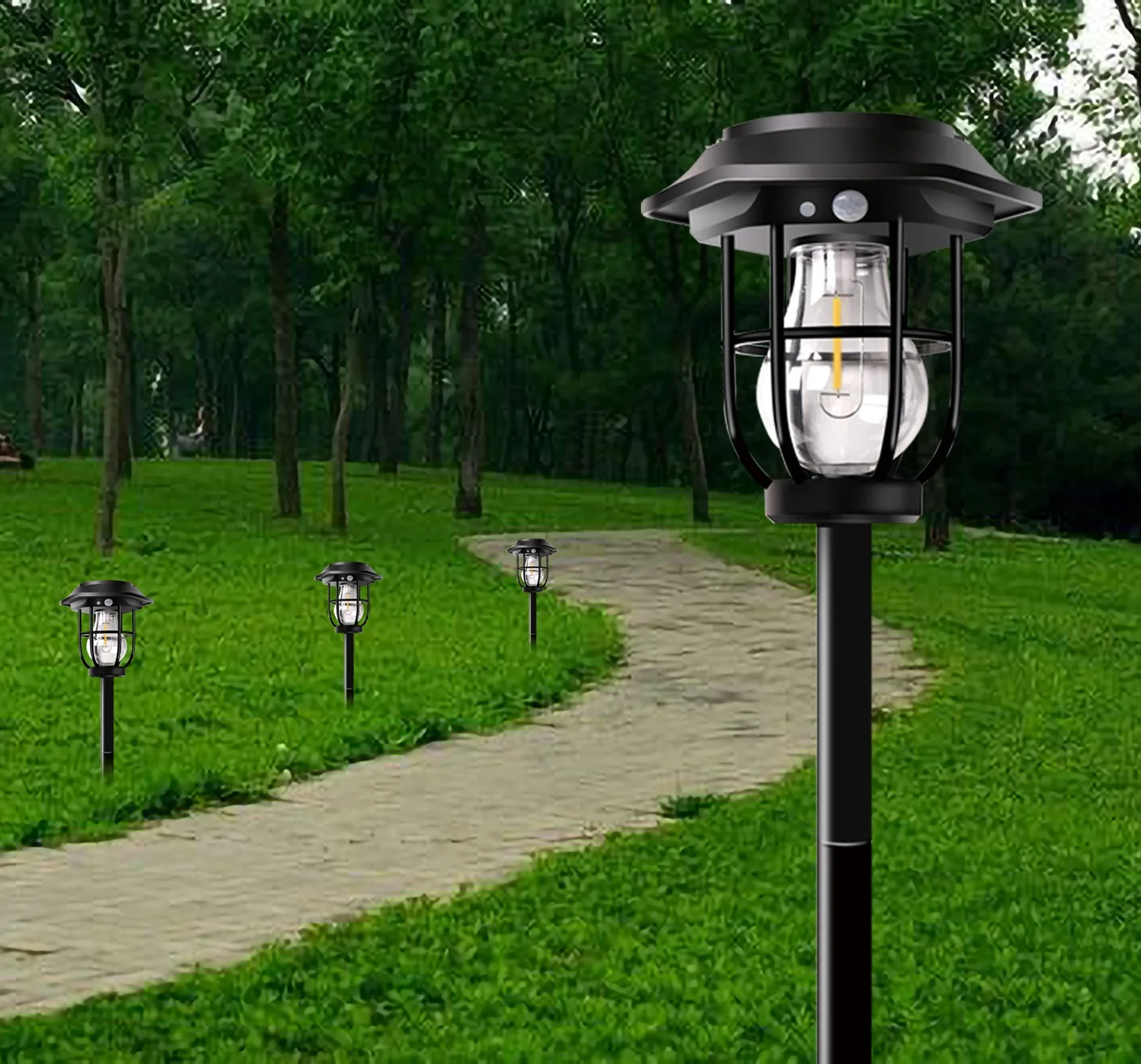 Outdoor Solar Bulb Lantern Wall Lamp Garden Courtyard Decoration 3Mode Waterproo