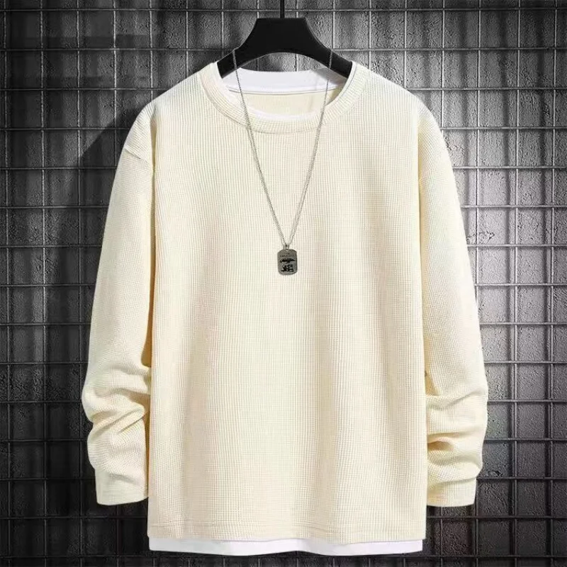 Fashion Versatile Commuter Men's Clothing 2023 Autumn and Winter New Round Neck Long Sleeve Solid Color Temperament Pullover