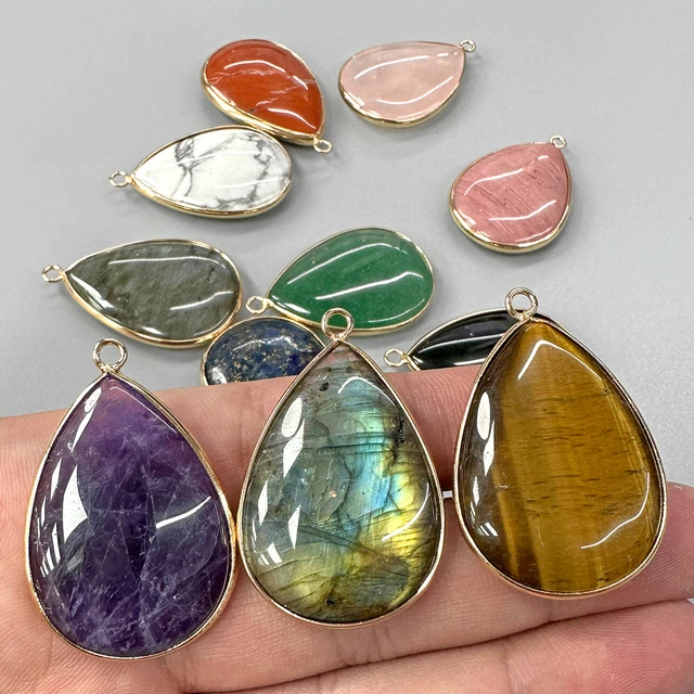 26x35mm, natural stone pendant, water droplet shape, tiger
