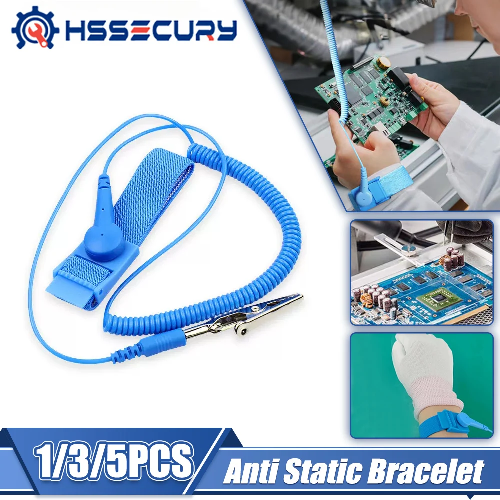 Anti Static Wrist Straps, Cordless Anti-Static Wrist Strap Discharge Band,  ESD Discharge Cable Band Wrist Strap-Blue