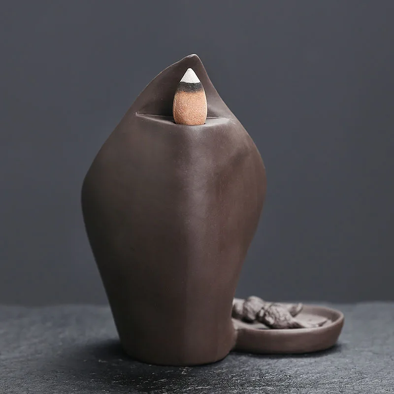 مبخرة طينية أرجوانية إبداعية ، ورقة اللوتس ونمط ال...