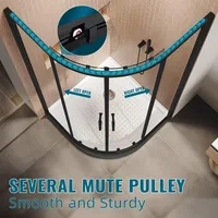 Corner Shower Doors 36.7 in. X 72 in. Neo-Round Sliding Shower Door in Black Finish, 1/4 in. Clear Glass Shower Door 2