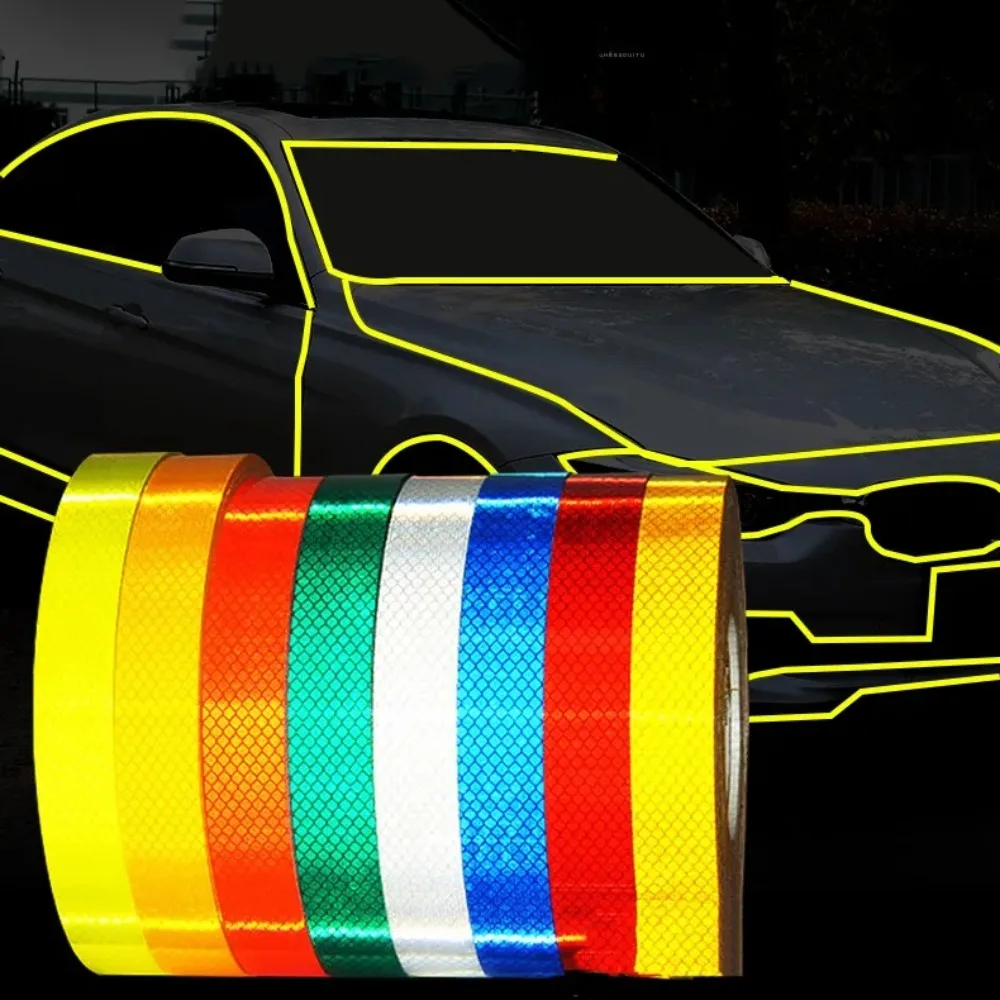

8M Warning Motorcycle Reflective Film Warning Tapes Reflective Stickers Self Adhesive Tape For Cycling Bicycle Wheel Decor Strip