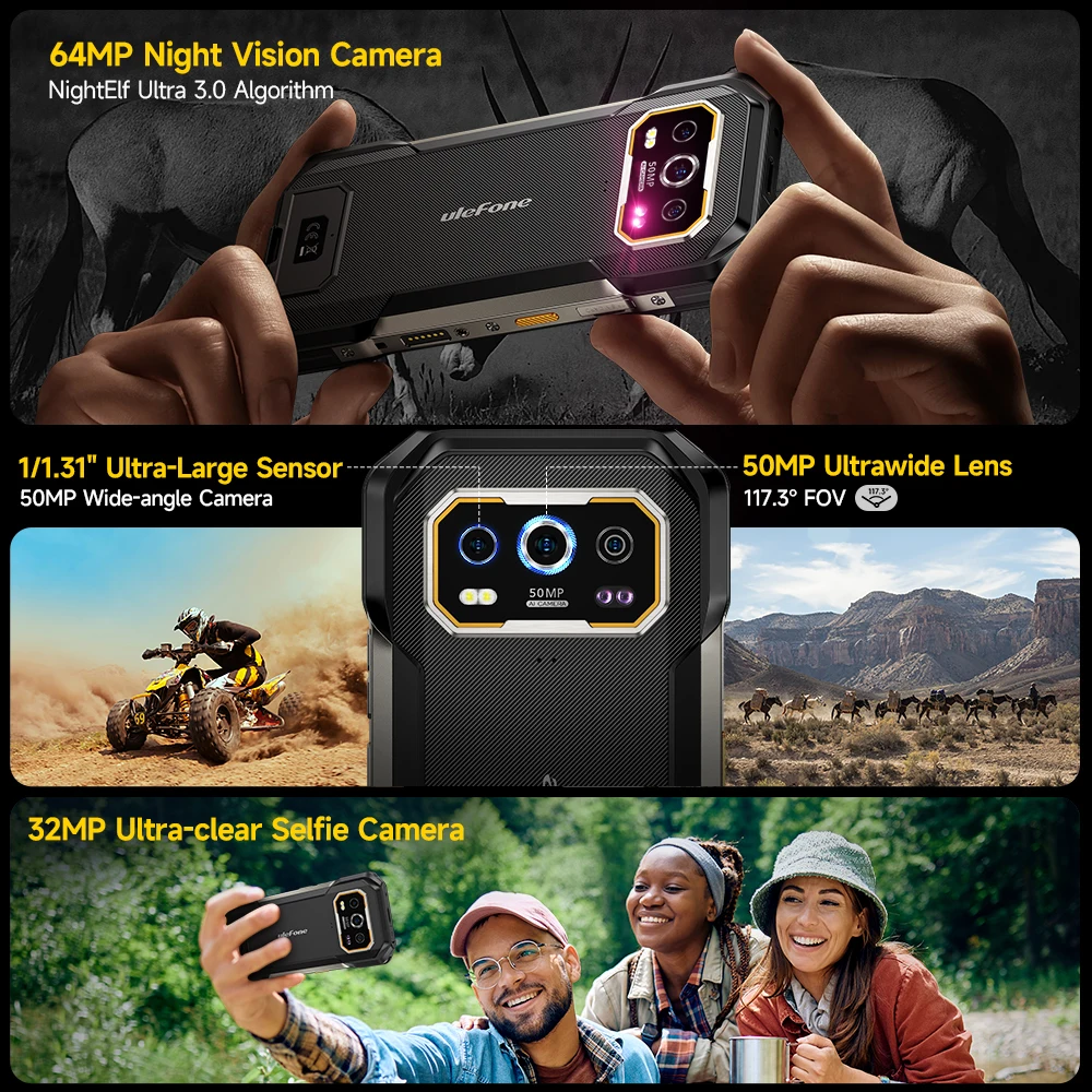 Ulefone Armor 27 Pro 5G Rugged Phone 10600mAh Smartphone 50MP Camera 64MP Night Android 14 Up to 24GB+256GB NFC Waterproof Phone 2