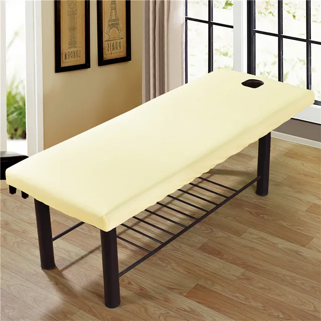 Drap-housse élastique pour table de massage, couverture complète, bande de caoutchouc, traitement SPA, trou pour la ories du visage, 70x190cm 3