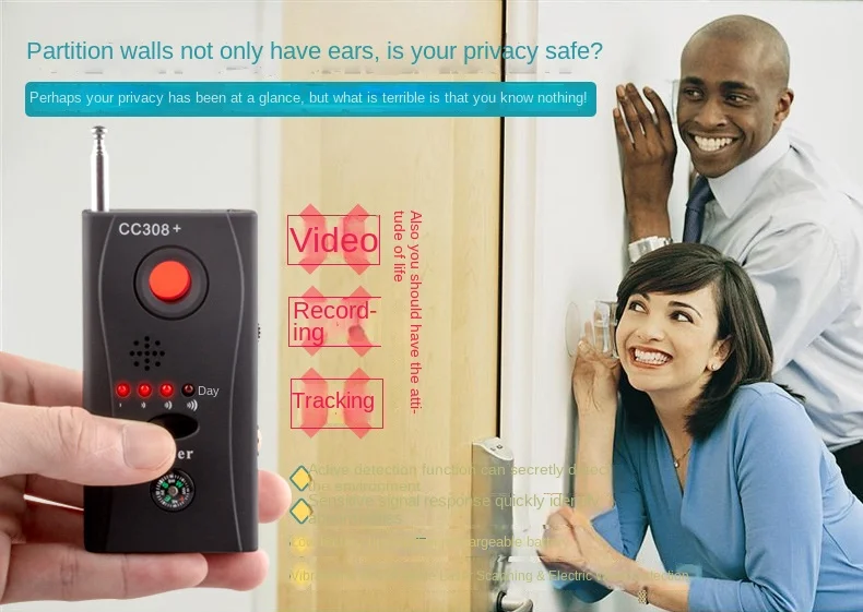 Multi-Function Wireless Camera Lens Signal Detector CC308+ Radio Wave Signal Detect Camera Full-range WiFi RF GSM Device Finder