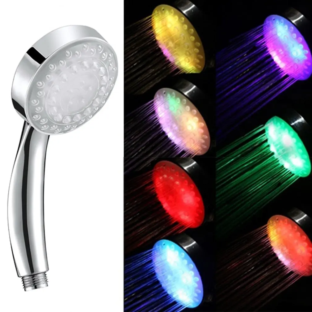 

Romantic Automatic Magic 7 Color 5 LED Lights Handing Rainfall Shower Head Single Round Head RC-9816 For Water Bath Bathroom