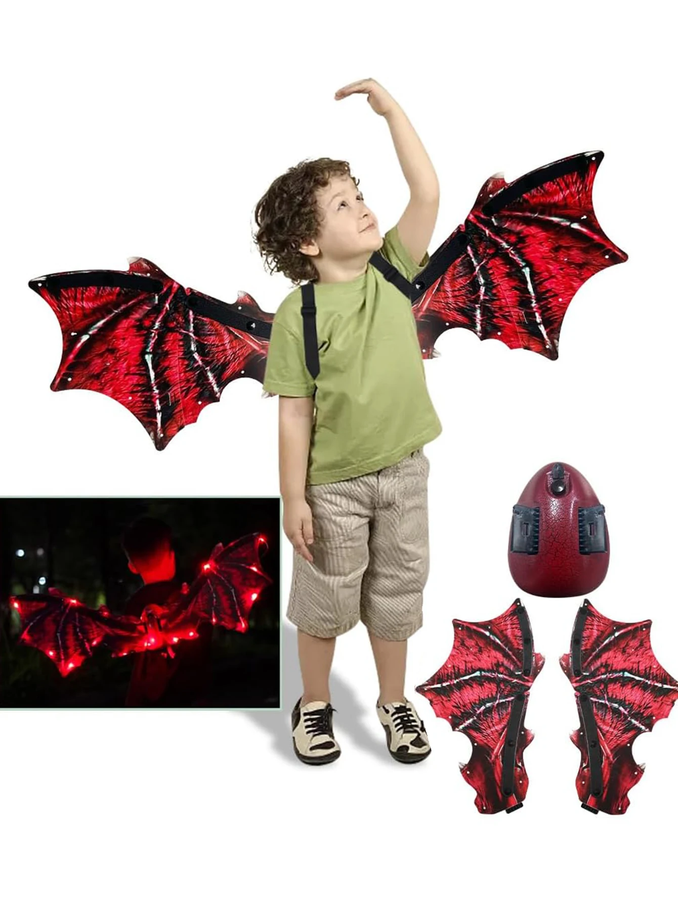 Children's electric dragon wings, Halloween flapping dragon wings, wings with LED lights, children's dress up toys