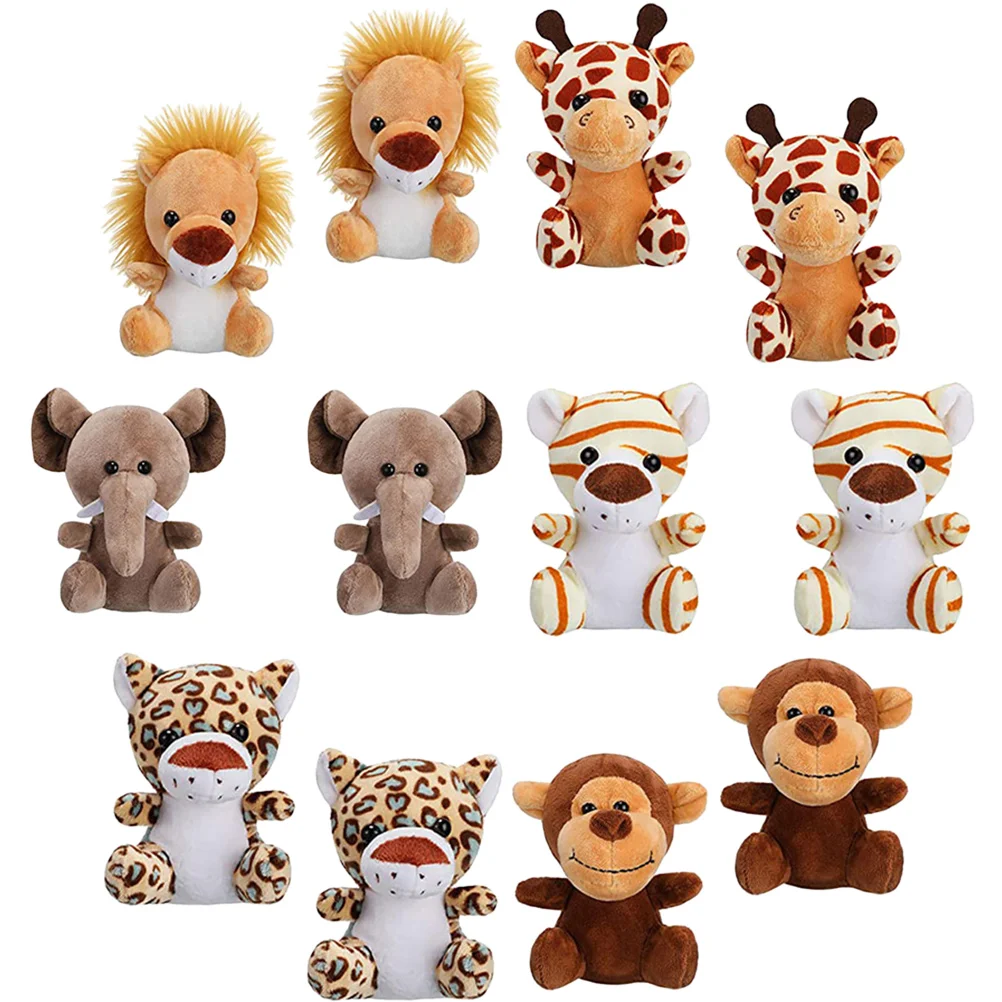 

12 Pcs Plush Toy Pendant Stuffed Key Ring Decorative Ornament Bags Hanging Jungle Animal for Car Keychain Cartoon
