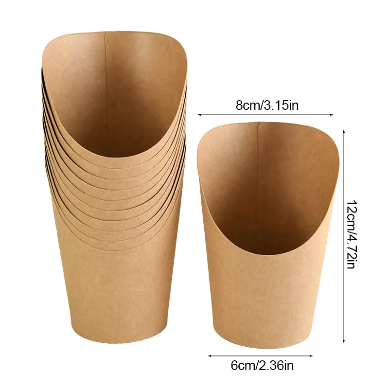 20/50pcs Kraft Paper French Fries Cups, Disposable Candy, Snack, Dessert Holders, Food ... - SKU PFFC1210 - UGI Packaging