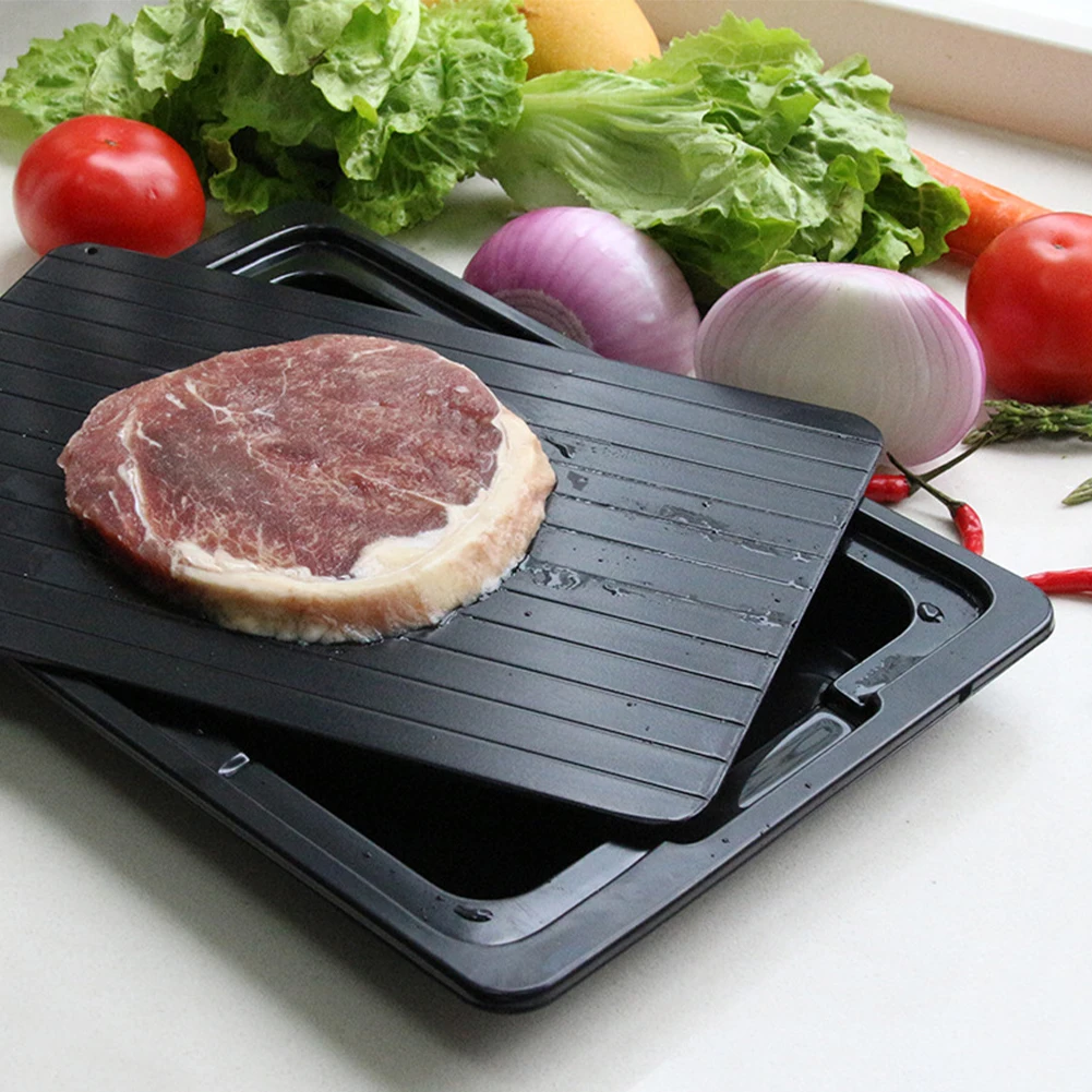 Defrosting Tray for Frozen Meat and Food Aluminum Thawing Plate with Drip Pan