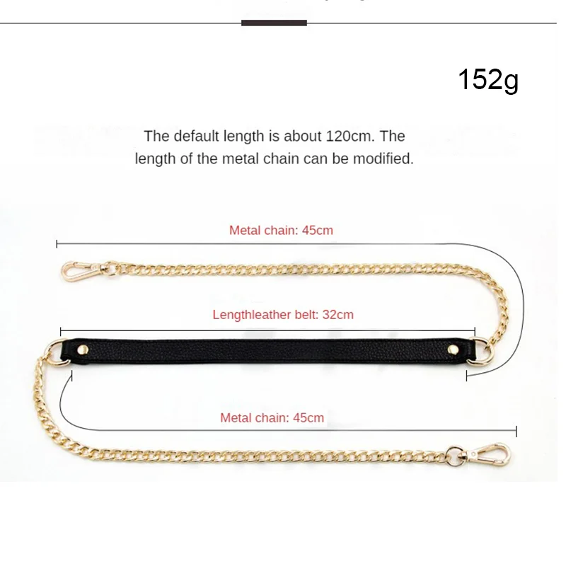 120cm Women Bag Straps Handbag Crossbody Bag Chains Belt Shoulder Bag Strap Replacement Strap Accessory Bag Part Belt For Bags