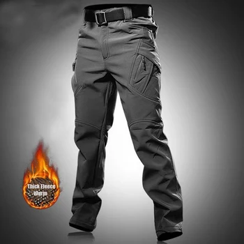 Men's City Cargo Autumn Winter Fleece Softshell Hiking Pants Fishing Climbing Trekking Casual Hunting Camping Trousers M-5XL 1