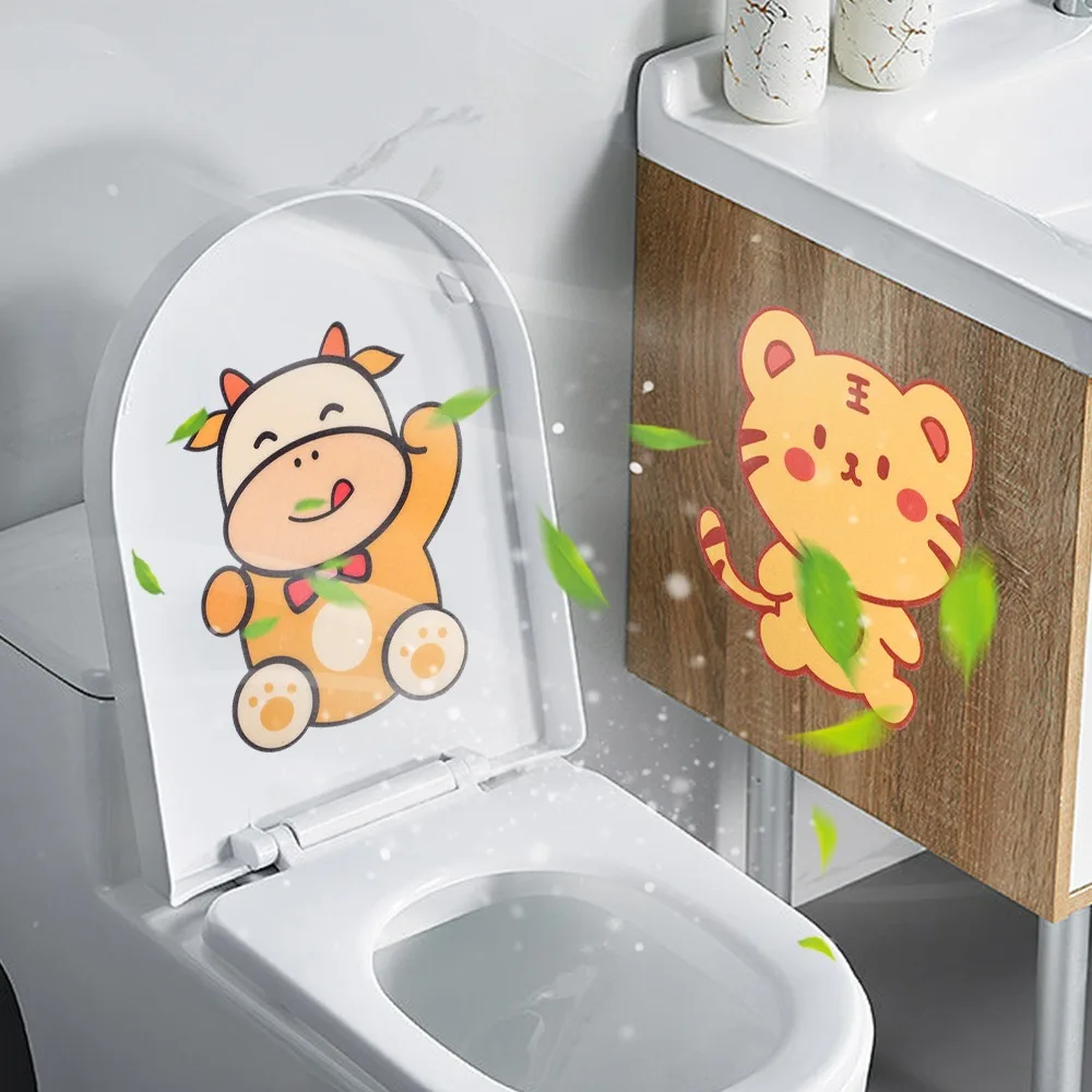 1/5PCS Toilet Deodorant Sticker Cartoon Animal Felt Flower Fragrance Sticker Bathroom Toilet Sink Odor Removal Decorative Poster