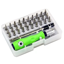 Precision Magnetic Screwdriver Set - 32 - in - 1 Bit Kit for Phone, PC, and Camera Repair (Green)