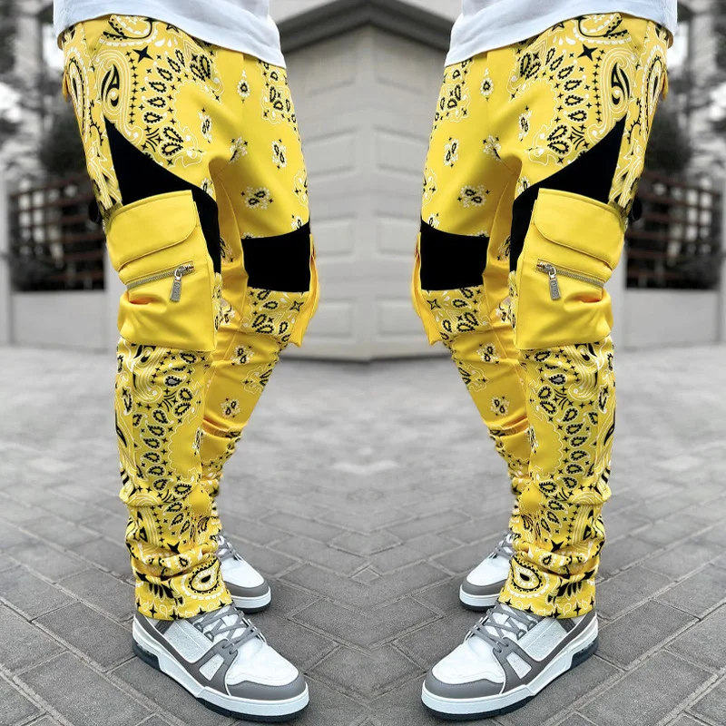 2022NewLeisureSportsMensPrintingHighStreetMultibagTrousers